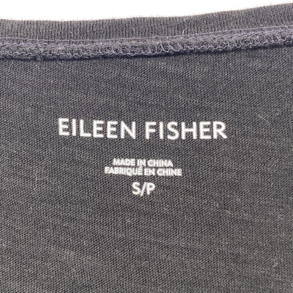 EILEEN FISHER Tank Top S Organic Cotton Slub Jersey Tunic Scoop Neck Shell Black - Picture 5 of 11